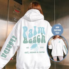 Palm Beach Hoodie | Y2K Clothing | Aesthetic Hoodie | Florida Beach Hoodie | Hawaii Surf Sweatshirt | Trendy Sweatshirt | Beach Club by CuteTrendyHoodies on Etsy Y2k Clothing Aesthetic, Beach Hoodies, Siesta Beach, Womens Oversized Hoodie, Preppy Sweatshirts, Y2k Beach, Beach Hoodie, Hoodies Aesthetic, Hoodie Y2k