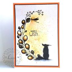 a card with an image of a cat and a bird on it's back