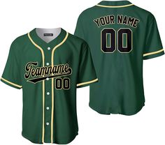 Amazon.com: Custom Green Black Cream Baseball Jersey Gift,Green Black Cream Baseball Jersey Button,Custom Green Print or Stitched Baseball Jersey,Green Pattern Baseball Jersey for Adult | JN10041 : Clothing, Shoes & Jewelry Top Classic Baseball Lover Gift For Your Friends! Grab it Now! Custom Baseball Jersey, Team Uniforms, Uniform Design, Green Gifts, Baseball Team, Green Print, Green Pattern, 3d T Shirts, Baseball Jersey