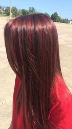 Red Hair Streaks, Red Highlights In Brown Hair, Red Hair With Highlights, Cherry Red Hair, Red Hair Inspo, Wine Hair, Cherry Hair, Hair Color Streaks, Hair Streaks