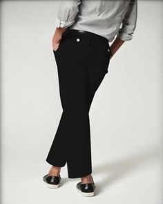 Enhance your comfort with these meticulously crafted pants. Combining a pull-on style and hidden tummy control, these pants provide a figure-flattering silhouette. Made of innovative twill fabric, these pants are a unique addition to your wardrobe. Experience unparalleled comfort and seamless movement with our 4-way stretch, luxuriously soft twill fabric. The relaxed fit through the hips and thighs effortlessly flows into flared-legs, embodying both comfort and fashion. With our unique hidden co Business Casual Straight Dress Pants With Pull-on Style, Comfort Stretch Straight Pants For Fall, Mid-rise Pull-on Dress Pants For Work, Workwear Straight Dress Pants With Pull-on Style, Pull-on Style Straight Dress Pants For Work, Fitted Pull-on Wide Leg Pants For Workwear, Straight Dress Pants With Pull-on Style For Work, Fitted Wide Leg Pull-on Pants For Workwear, Pull-on Style Ankle-length Business Casual Dress Pants