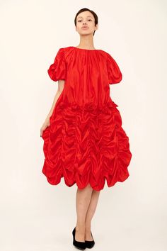 Rosie Dress in Apple Red Fw24 Runway, Rouched Dress, Apple Red, Runway Dresses, Brand Collection, Red Fabric, Red Apple, Laura Ashley, Dress 100