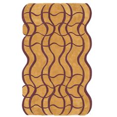 a brown and red rug with wavy lines on the bottom, in front of a white background