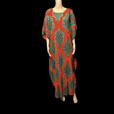 Vintage Accordion Pleated Kaftan Dress Red Abstract Loungewear Colorful Caftan | eBay Red Long Sleeve Dress For Beach Cover-up, Red Floral Print Maxi Dress For Beachwear, Red Flowy Printed Maxi Dress, Red Maxi Dress For Beach Cover-up, Bohemian Red Maxi Dress With Vibrant Print, Red Short Sleeve Maxi Dress For Vacation, Patterned Maxi Length Kaftan, Traditional Red Tunic Maxi Dress, Red Traditional Maxi Dress