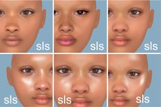 six different views of the same woman's face with various facial shapes and sizes