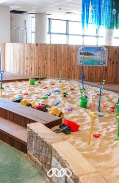 DIY Brushing Teeth Activity Montessori School Playground, Childcare Centre Design, Childcare Center Lobby, Montessori Playground Ideas, Play Centre Ideas, Sandpit Ideas Childcare, Day Care Activity Ideas, Indoor Sandpit, Children’s Museum