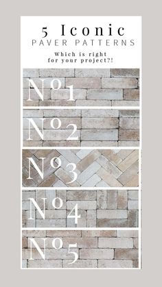 an advertisement for the 5 iconic paver patterns which is right for your project?