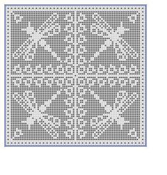 a cross - stitch pattern with white and blue trimmings on a white background