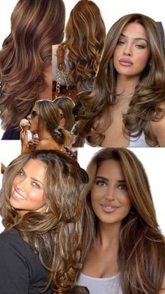 Golden Brown Honey Hair, Layered Caramel Hair, Caramel Highlights On Reddish Brown Hair, Honey Brown Hair With Layers, Blended Brown Balayage, Brunette Hair For Olive Skin, Brunette With Golden Highlights, Soft Brown Hair With Highlights, Brown Hair Women