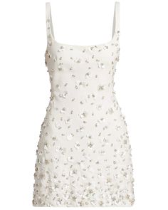 SIMKHAI Ivory Embellished Sleeveless Ziva Mini Dress Square neck Square back Sleeveless Slim silhouette Concealed back zip closure Beaded embellishment throughout Mini length 55% acetate, 45% polyester White Reception Dress, Modest Winter Outfits, Prada Dress, Dress Square Neck, Nye Dress, Vintage Mini Dresses, Ceremony Dresses, English Rose, Grad Dresses