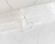 Everyday Minimalist Handmade Heart Necklace, Minimalist Handmade Heart Necklace For Everyday, Silver Heart Initial Necklace For Everyday, Everyday Sterling Silver Heart Necklace, Sterling Silver Heart Necklace For Everyday, Silver Heart Initial Necklace, Simple Hand Stamped Everyday Necklace, Simple Hand Stamped Necklace For Everyday, Adjustable Stamped Necklace For Everyday Wear