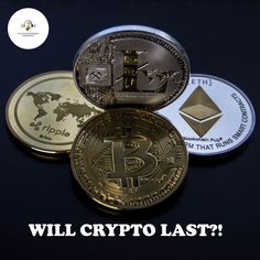 three different types of crypt coins with the words trade crypt anytime, anywhere through legacyx