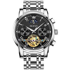 OLEVS 6617 Mens Automatic Watches Skeleton Tourbillon Mechanical Self Winding Luxury Dress Wrist Watch Waterproof Luminous Watch Gifts - OLEVS Mechanical Watch Men, Mechanical Clock, Men's Watches Luxury, Watch Fashion, Automatic Watches For Men, Male Hands, Hand Watch, Metal Straps, Watch Gifts