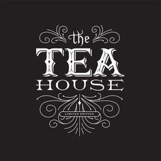 the tea house logo on a black background