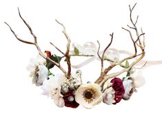 PRICES MAY VARY. Color: As the picture shows Diameter: About 16cm-18cm/6.3"-7", fits most heads; Adjustable size with the ribbon. Material: Finest faux flowers, simulation vines, cute berry, deer horn. Excellent handmade materials and exquisite workmanship, make it looks very realistic Occasion: Beautiful for weddings, parties, holidays, festivals, beaches, travelling, maternity photoshoot etc. EASY TO MATCH: These hair headpiece stay in place and wear them comfortably. Floral halos go with any Deer Antler Wreath, Christmas Headpiece, Deer Headband, Antler Wreath, Floral Hair Wreath, Flower Head Wreaths, Hair Garland, Smelling Flowers, Boho Flower Crown