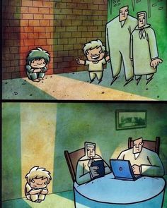 two cartoon images with one showing an older man and the other saying that he is not happy