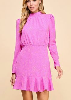 Experience elegant style with our abstract long sleeve dress. The unique abstract pattern adds a touch of sophistication while the ruffle hem adds a feminine flair. This dress is perfect for any occasion, making you stand out in a crowd. Elegant Multicolor Long Sleeve Mini Dress, Pink Long Sleeve Playful Twirl Dress, Long Sleeve Ruffled Shift Mini Dress, Luxury Multicolor Long Sleeve Mini Dress, Pink Long Sleeve Printed Mini Dress, Stand Out In A Crowd, Plus Size Belts, Belt Purse, Ruffle Hem