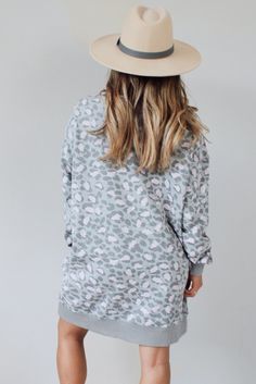 Leopard Print Long Sleeve Sweatshirt Dress Long Sleeve Sweatshirt Dress, Long Sleeve Sweatshirt, Oversized Sweatshirt, Sweatshirt Dress, Mini Dresses, Club Dresses, Women Dresses, Dress With Boots, Long Sleeve Sweatshirts