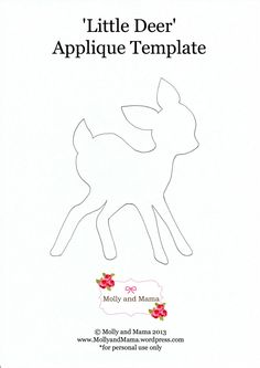 a paper cut out of a deer with flowers on it's head and the words, little deer applique template