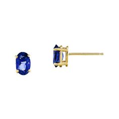 Add a punch of vibrant color to your look with these genuine blue sapphire stud earrings.Metal: 14K yellow goldStones: 4x6mm oval heat-treated genuine blue sapphiresBack: PostDimensions: 4x6mmCare: Wipe CleanCountry of Origin: U.SGemstones may be treated and may require special care.Jewelry photos are enlarged to show detail.Disclaimer: Metal may be rhodium plated to enhance appearance and reduce tarnishing. Sapphire Stud Earrings, Blue Sapphire Studs, Yellow Gold Stud Earrings, Sapphire Studs, Gold Stud Earrings, Earrings Stud, Gold Stud, Gold Earrings Studs, Gold Studs