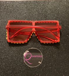 Red Red Plastic Sunglasses For Summer, Red Tinted Sunglasses As A Gift, Red Tinted Lenses Sunglasses As Gift, Red Anti-reflective Sunglasses For Party, Trendy Red Sunglasses As Gift, Fun Red Sunglasses With Gradient Lenses, Red Retro Sunglasses With Gradient Lenses, Fun Red Sunglasses, Red Rectangular Sunglasses With Tinted Lenses