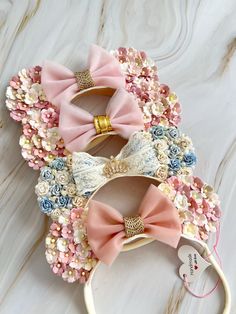 Floral Disney Ears, Disney Trip Outfits, Mouse Headband, Diy Disney Ears, Disney Ears Headband, Diy Mickey Ears, Baby Flower Crown, Minnie Mouse Headband, Disney Headbands