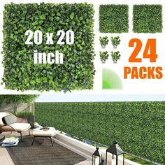 the 24 pack includes artificial plants and patio furniture