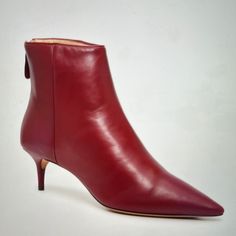 Brand New In Box And Dust Bag Never Worn Kittie Rich Burgundy Rosewood Leather Pointed Toe 2.25” Kitten Heel Booties With Back Zipper Size 35=5 *I Also Have These Listed In Black Patent Formal Burgundy Leather Boots, Elegant Leather Boots With Red Sole, Elegant Burgundy Boots With Red Sole, Elegant Burgundy Boots With Leather Lining, Elegant Burgundy Leather Boots, Elegant Burgundy Ankle Boot Heels, Burgundy Ankle Boot Heels For Formal Occasions, Elegant Burgundy Ankle Boots, Elegant Burgundy Boots For Workwear