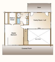 a floor plan for a small house with two bathrooms and an attached bathroom in the middle