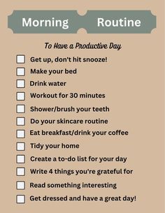 Start your morning off strong with a simple one page checklist. Use this to add structure to your life! Download this to GoodNotes today. Morning Routines List, Emergency Numbers, Morning Routine Checklist, Routine Checklist, Healthy Morning Routine, Morning Routines