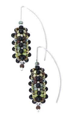 Cobb Earrings by Sheila Fernekes (Beaded Earrings) Elegant Beaded Earrings With Oval Beads, Elegant Adjustable Beaded Wrap Earrings, Elegant Dangle Beaded Earrings With Spacer Beads, Elegant Dangle Earrings With Spacer Beads, Seed Bead Patterns Free, Seed Bead Bracelet Patterns, Dramatic Earrings, Bead Tutorials, Seed Bead Tutorial