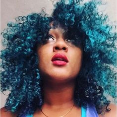 @ameenaeliz is SO BEAUTIFUL with #AtomicTurquoise #curls. Rainbow Ombre, Natural Hair Extensions, Awesome Hair, Colorful Hair, Idea Board, Pretty Clothes