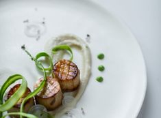 a white plate topped with food and veggies on top of it's side