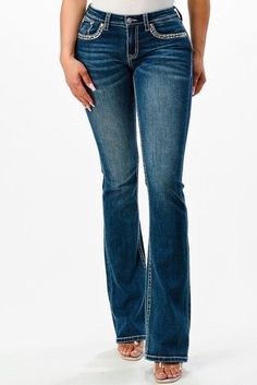 The Grace in LA women's trouser jean in Easy Fit shows off your best shape. The mid-rise creates a form-flattering fit for every curve. This medium wash jean is detailed with aztec feather embroidered back pockets. The denim fabric has the perfect amount of stretch and great holding power. Easy Fit Denim: Front Rise - 9.25" Back Rise - 14.25" Inseam - 34" Medium wash 66% Cotton, 21% Polyester, 2% Rayon, 1% Elastane Wash cold water Womens Trouser Jeans, Mid Rise Bootcut Jeans, Medium Wash Jeans, The Grace, Plus Size Jeans, Trouser Jeans, Denim Fabric, Mens Bottom, Bootcut Jeans