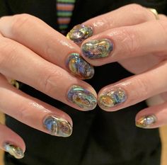 Abalone Nails, Textured Nails, Concrete Nails, Pretty Gel Nails, Pearl Nails, Nail Tattoo, Jelly Nails