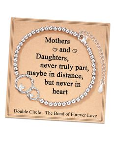 PRICES MAY VARY. [Gifts for Mom/Daughter] - Looking for a gift for your best mom/daughter? This bracelet might surprise her! The infinity two interlocking circles design symbolizes the eternal love of mother and daughter who are connected at heart. A great gift to express your love to her [Mother Daughter Gift] - "This bracelet stands for the close bond between mother and daughter, their hearts are always together. The link can never be broken." Celebrate the beautiful bond of Mother & Daughter Mother's Day Heart Bracelet In Metal, Adjustable Metal Heart Bracelet For Mother's Day, Mother's Day Silver Bracelet With Heart Pendant, Elegant Nickel-free Heart Bracelet For Mother's Day, Heart-shaped Bracelet With Adjustable Chain For Mother's Day, Bracelet Stands, Touching Words, Mothers Bracelet, Circle Bracelet