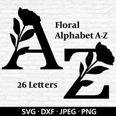 floral alphabets with flowers svg dxf png