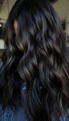 Black Hair With Blended Highlights, Brown Hair With Different Highlights, Black Hair With Depth, Baby Lights On Black Hair, Black Hair To Brown Before And After, Black Bayalage Hair, Low Lights For Black Hair, Black Hair With Babylights, Best Highlights For Black Hair