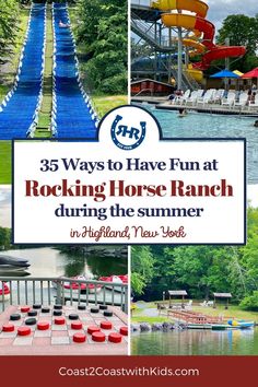 several photos with text that reads 35 ways to have fun at rocking horse ranch during the summer