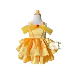 Belle Inspired Princess Dress Whimsical Princess Dress With Ruffles For Dress-up, Cute Ruffled Fairy Dress For Costume Party, Fitted Fairytale Princess Dress With Ruffles, Fairytale Costume Dress With Ruffles, Fairytale Princess Dress With Ruffles For Costume Party, Summer Princess Tiered Dress, Fairytale Fairy Dress With Ruffles For Dress-up, Tiered Princess Dress With Ruffles, Princess Dress With Ruffles And Tiered Design