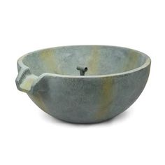 a gray bowl with an animal head on it