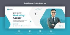 facebook cover banner with a man in business attire