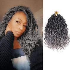 Short Goddess Locs, Crochet Goddess Faux Locs, Crochet Goddess, Goddess Locs Crochet, Goddess Faux Locs, Crochet Locs, Bohemian Locs, Crochet Faux Locs, Grey Crochet