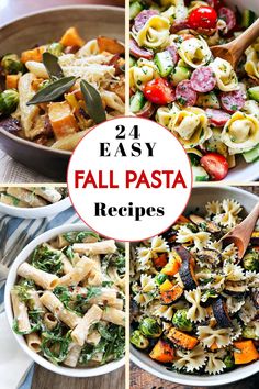 A collection of 24 easy fall pasta recipes, including rigatoni with arugula, tortellini salad with salami, and farfalle with roasted veggies. Perfect for autumn gatherings and comforting fall dinners. Fall Inspired Pasta Dishes, Fall Tortellini Salad, Colorful Pasta Recipe, Pasta Salad Fall, Thanksgiving Pasta Salad, Fall Pasta Salad Recipes, Fall Pasta Dinner, Halloween Pasta Salad