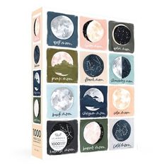 a book with different moon images on it