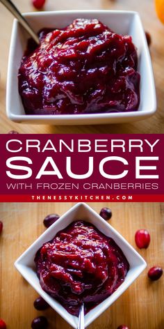 Your Thanksgiving dinner party won't be complete without this homemade sauce! It's a naturally sweetened version of a traditional Thanksgiving side dish recipe. You'll be saying goodbye to the canned stuff once you try this easy cranberry sauce with frozen cranberries! Canning Cranberry Sauce, Fresh Cranberry Sauce, Easy Cranberry Sauce, Cranberry Orange Sauce, Canned Cranberries, Jellied Cranberry Sauce, Canned Cranberry Sauce, Relish Recipe, Cranberry Jam