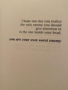 an open book with the words hope one day you relize the only envy you should give attention to is the one inside your head