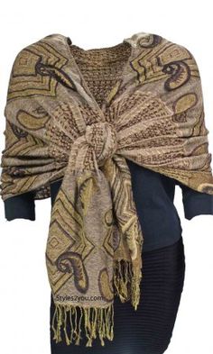 Pashmina Shawl Scarf In Golds And Browns Rave Fits, Unique Womens Fashion, Chic Scarves, Animal Print Fashion, Vintage Inspired Outfits, Pashmina Shawl, Shawl Scarf, Pashmina Scarf, Girl Clothing