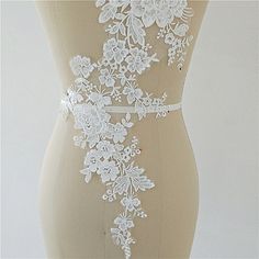 super exquisite floral embroidery lace applique in off white color with clear sequin , gorgeous for wedding applique, bridal applique bodice Price is for one piece or one pair as you choose Gorgeous for wedding applique, bridal veil application, wedding stuffs White Fitted Lace Bridal Belt, Fitted White Lace Bridal Belt, Fitted White Lace With Floral Applique, Embroidered Wedding Gown, Pink Green Wedding, Wedding Applique, Embroidery Wedding, Bridal Applique, Wedding Dress Belt