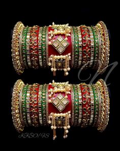 Heavy Red Traditional Wear For Festive Occasions, Red Traditional Wear With Latkans For Festivals, Red Festive Traditional Wear With Latkans, Red Kundan Bangle With Zari Work, Red Bangle For Navratri Festival, Traditional Bangle With Zari Work For Parties, Traditional Party Bangle With Zari Work, Red Bollywood Bangle For Party, Red Ceremonial Bangle For Festive Occasions